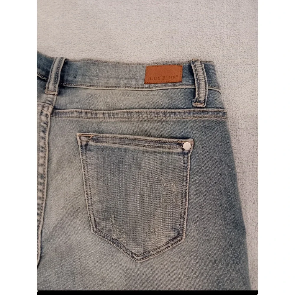 Womens Judy Blue Los Angeles Skinny FitBlue Stretch Denim Jeans Distressed 31x28